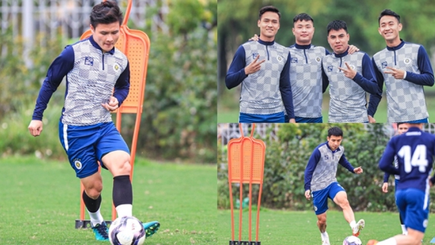 Quang Hải, Hùng Dũng trở lại tập luyện cùng Hà Nội FC sau kỳ nghỉ Tết